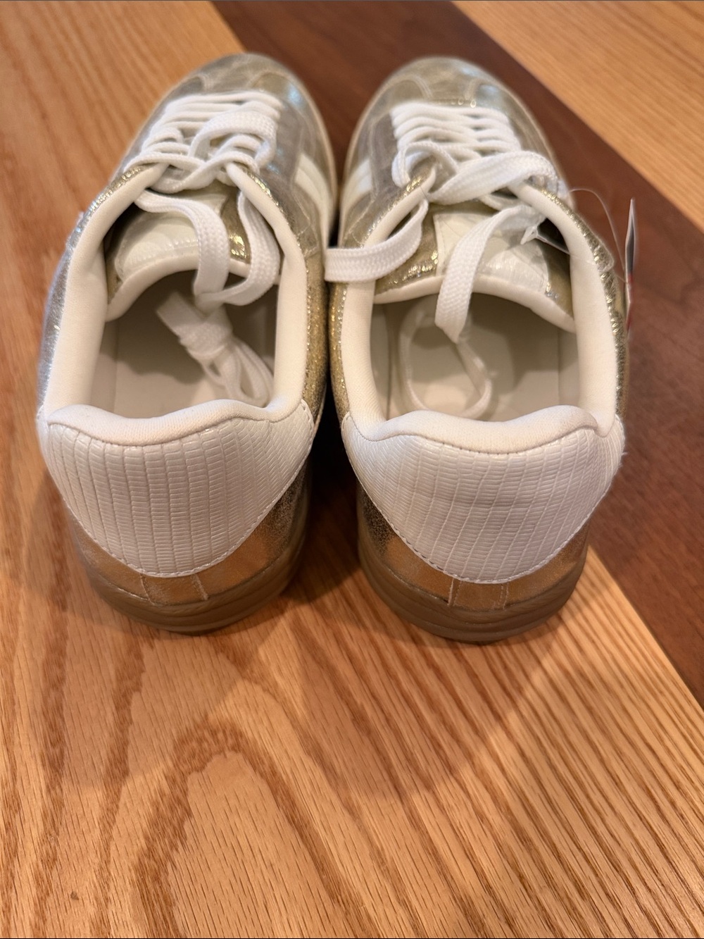 Dolce Vita Metallic Gold and White Sneakers - Picture 2 of 5